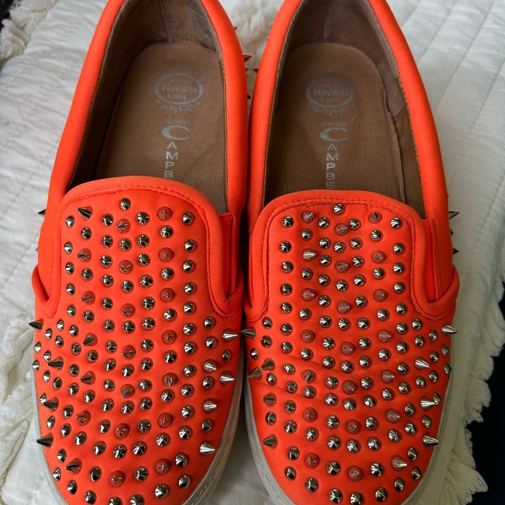 Jeffrey Campbell Spike Orange Slip-On Shoes size 8